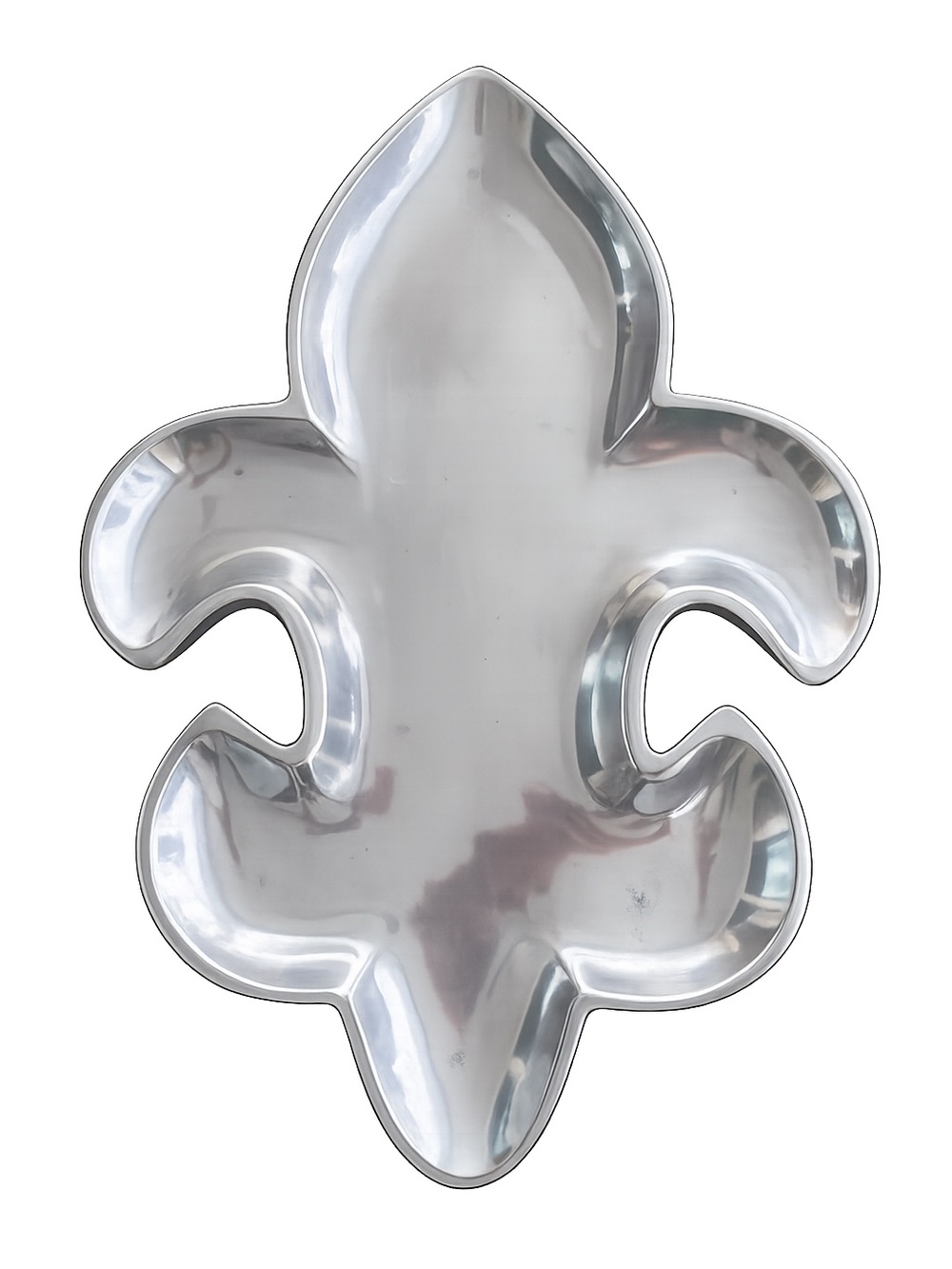 Fleur de Lis Polished Aluminum Serving Tray | Decorative Platter | Silver